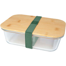 Load image into Gallery viewer, Roby 1000 ml glass lunch box with bamboo lid — Heather green