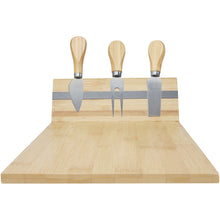 Load image into Gallery viewer, Mancheg bamboo magnetic cheese board and tools — Natural (front)