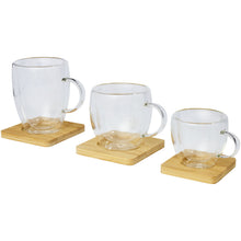 Load image into Gallery viewer, Manti 2-piece 100 ml double-wall glass cup with bamboo coaster  — group