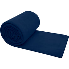 Load image into Gallery viewer, Huggy fleece plaid blanket with carry pouch 220x250 cm — Navy (detail)