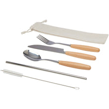 Load image into Gallery viewer, Root 5-piece stainless steel and beech wood cutlery set  — Natural