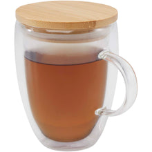 Load image into Gallery viewer, Leona 350 ml glass cup with bamboo lid — Transparent clear