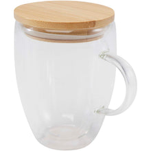 Load image into Gallery viewer, Leona 350 ml glass cup with bamboo lid — Transparent clear (detail)