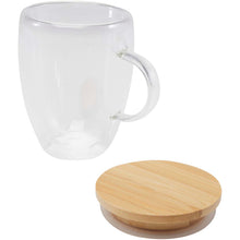 Load image into Gallery viewer, Leona 350 ml glass cup with bamboo lid — Transparent clear (detail 2)