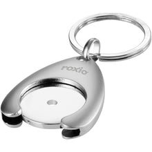 Load image into Gallery viewer, Trolley coin holder keychain — Silver (detail)