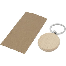 Load image into Gallery viewer, Giovanni beech wood round keychain — Natural (detail)