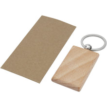 Load image into Gallery viewer, Gian beech wood rectangular keychain — Natural (detail)