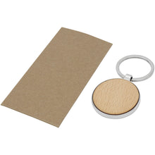 Load image into Gallery viewer, Moreno beech wood round keychain — Natural (detail)