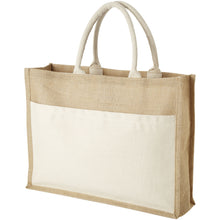 Load image into Gallery viewer, Mumbay cotton pocket jute tote bag 18L — Natural / Natural