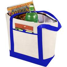 Load image into Gallery viewer, Lighthouse non-woven cooler tote 21L — Natural / Royal blue