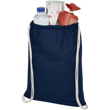 Load image into Gallery viewer, Oregon 100 g/m² cotton drawstring bag 5L — Navy (detail)