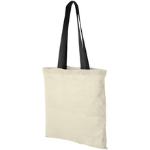 Load image into Gallery viewer, Nevada 100 g/m² cotton tote bag coloured handles 7L — Natural / Black