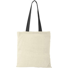 Load image into Gallery viewer, Nevada 100 g/m² cotton tote bag coloured handles 7L — Natural / Black (front)