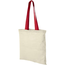Load image into Gallery viewer, Nevada 100 g/m² cotton tote bag coloured handles 7L — Natural / Red