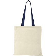 Load image into Gallery viewer, Nevada 100 g/m² cotton tote bag coloured handles 7L — Natural / Navy (front)