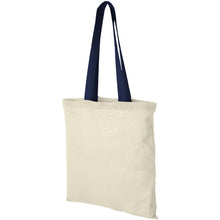 Load image into Gallery viewer, Nevada 100 g/m² cotton tote bag coloured handles 7L — Natural / Navy