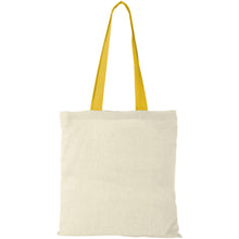 Load image into Gallery viewer, Nevada 100 g/m² cotton tote bag coloured handles 7L — Natural / Yellow (front)