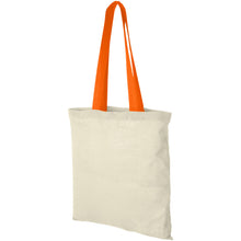 Load image into Gallery viewer, Nevada 100 g/m² cotton tote bag coloured handles 7L — Natural / Orange