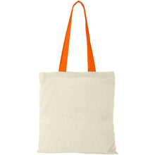 Load image into Gallery viewer, Nevada 100 g/m² cotton tote bag coloured handles 7L — Natural / Orange (front)