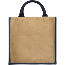 Load image into Gallery viewer, Chennai jute tote bag 16L — Natural / Navy (front)