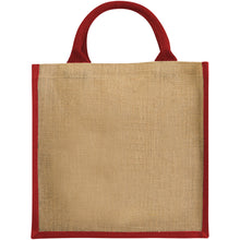 Load image into Gallery viewer, Chennai jute tote bag 16L — Natural / Red (front)
