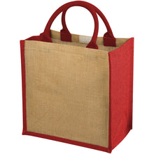 Load image into Gallery viewer, Chennai jute tote bag 16L — Natural / Red