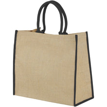 Load image into Gallery viewer, Harry coloured edge jute tote bag 25L — Natural / Black