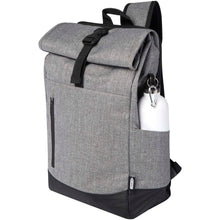 Load image into Gallery viewer, Libra 15.6" GRS recycled roll-up laptop backpack 12L — Heather grey / Black (detail)