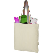Load image into Gallery viewer, Rainbow 180 g/m² recycled cotton tote bag 5L — Natural (detail)