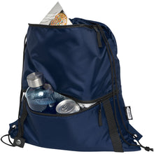 Load image into Gallery viewer, Adventure recycled insulated drawstring bag 9L — Navy (detail)