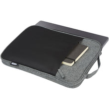 Load image into Gallery viewer, Reclaim 14" GRS recycled two-tone laptop sleeve 2.5L — Black / Heather grey (detail)