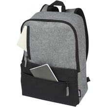 Load image into Gallery viewer, Reclaim 15" GRS recycled two-tone laptop backpack 14L — Black / Heather grey (detail 2)