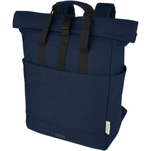 Load image into Gallery viewer, Joey 15” GRS recycled canvas rolltop laptop backpack 15L — Navy