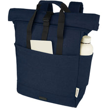 Load image into Gallery viewer, Joey 15” GRS recycled canvas rolltop laptop backpack 15L — Navy (detail)
