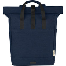 Load image into Gallery viewer, Joey 15” GRS recycled canvas rolltop laptop backpack 15L — Navy (front)