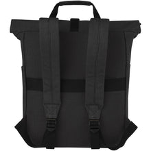 Load image into Gallery viewer, Joey 15” GRS recycled canvas rolltop laptop backpack 15L — Black (back)