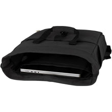 Load image into Gallery viewer, Joey 15” GRS recycled canvas rolltop laptop backpack 15L — Black (detail 2)