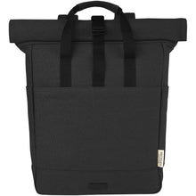 Load image into Gallery viewer, Joey 15” GRS recycled canvas rolltop laptop backpack 15L — Black (front)