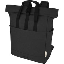Load image into Gallery viewer, Joey 15” GRS recycled canvas rolltop laptop backpack 15L — Black