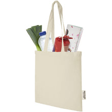 Load image into Gallery viewer, Madras 140 g/m2 GRS recycled cotton tote bag 7L — Natural (detail)