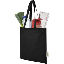 Load image into Gallery viewer, Madras 140 g/m2 GRS recycled cotton tote bag 7L — Black (detail)