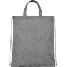 Load image into Gallery viewer, Pheebs 150 g/m² Aware™ drawstring bag — Heather Black (front)