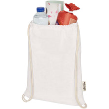 Load image into Gallery viewer, Oregon 140 g/m² GRS recycled cotton drawstring bag — White (detail)