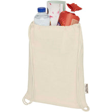 Load image into Gallery viewer, Oregon 140 g/m² GRS recycled cotton drawstring bag — Natural (detail)