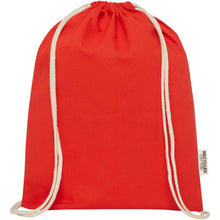 Load image into Gallery viewer, Oregon 140 g/m² GRS recycled cotton drawstring bag — Red (front)