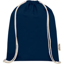 Load image into Gallery viewer, Oregon 140 g/m² GRS recycled cotton drawstring bag — Navy (front)