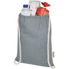 Load image into Gallery viewer, Oregon 140 g/m² GRS recycled cotton drawstring bag — Grey (detail)