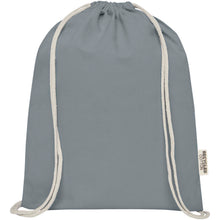 Load image into Gallery viewer, Oregon 140 g/m² GRS recycled cotton drawstring bag — Grey (front)