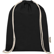 Load image into Gallery viewer, Oregon 140 g/m² GRS recycled cotton drawstring bag — Black (front)