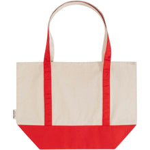 Load image into Gallery viewer, Sam 320 g/m² GRS recycled cotton tote bag — Red / Natural (back)